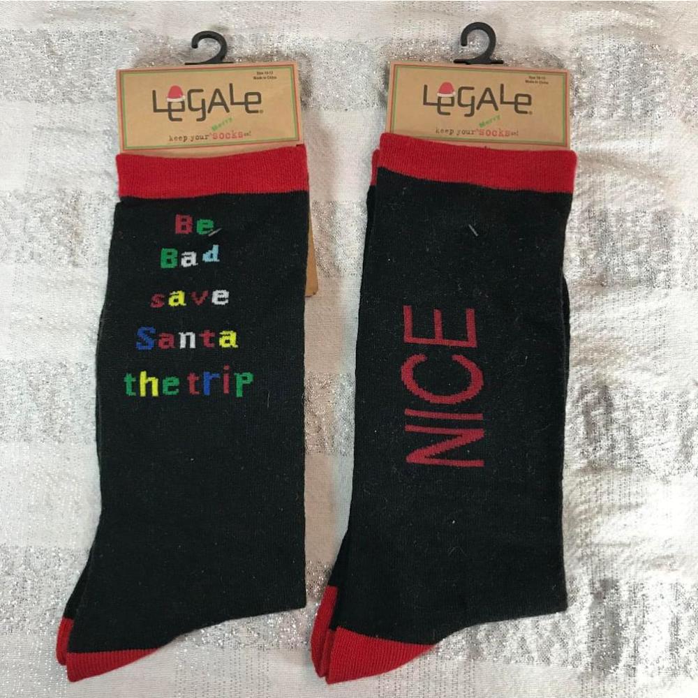 Unisex Legale Socks Black Red Christmas Be Bad Save Santa The Trip Sizes 10-13